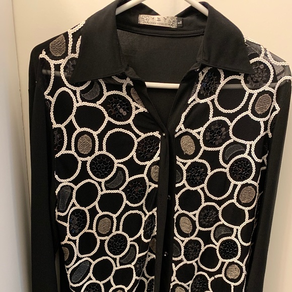 Rare Custom Designed Black Blouse Size Large - Picture 1 of 7
